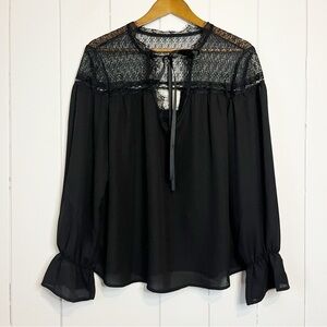 California Moon Rise Black Sheer Blouse. Size Large.